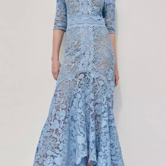 COPY Shoshana Dress Bridesmaid Floral Embroidered Light Blue Summer Dress NWOT - Picture 3 of 3